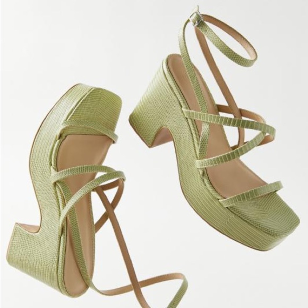 UO green strappy sandals